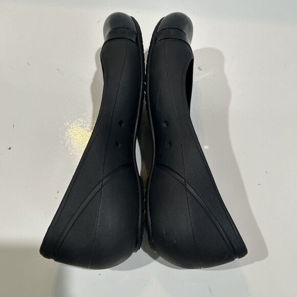 Crocs Ballet Cap Toe Patent Flats Women 9 Black Shoe Rubber Slip On Classic - Picture 11 of 12